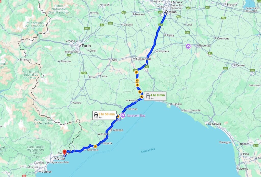 Milan City Centre to Monte Carlo Taxi Transfer