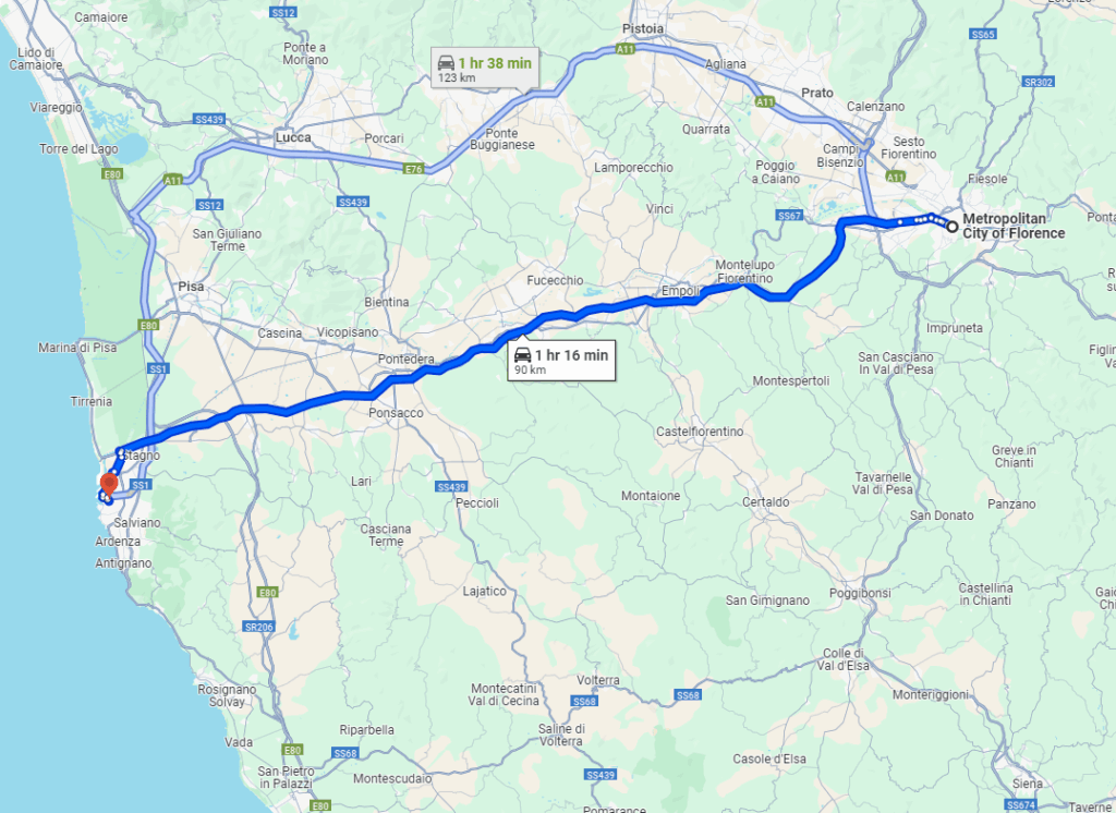 Florence to Livorno road Florence to Livorno road