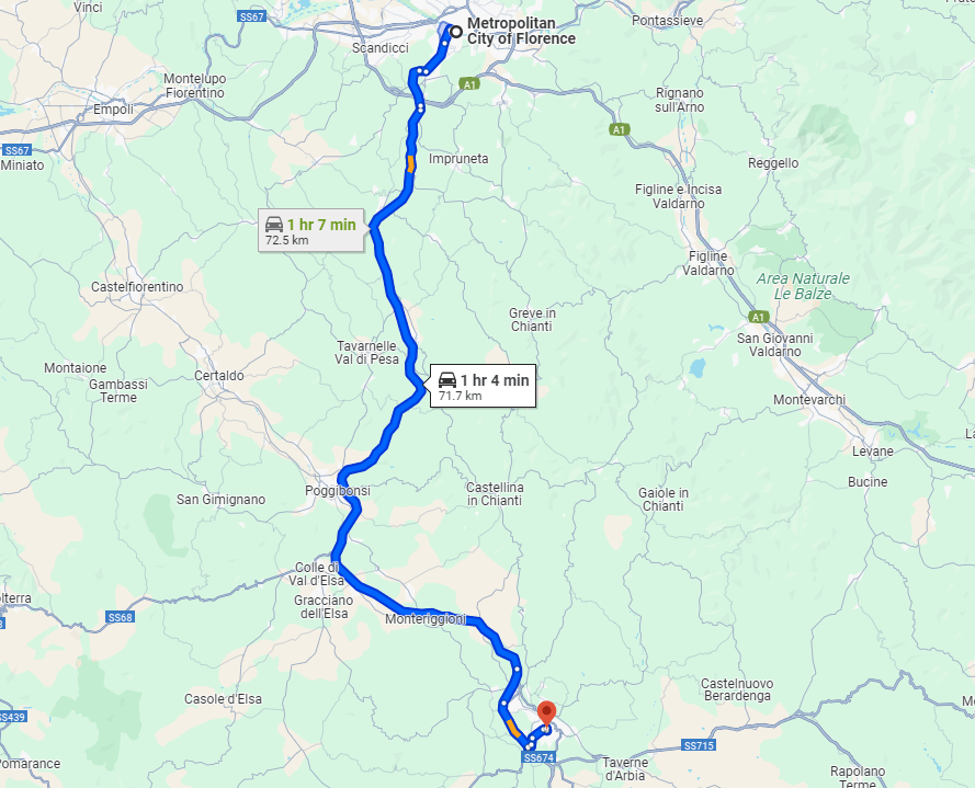 Florence to Siena road