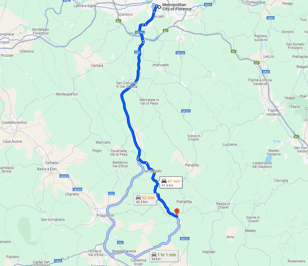 Florence to Castellina in Chianti road Florence to Castellina in Chianti road