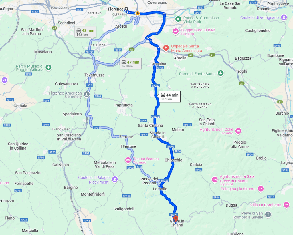 Florence to Chianti road Florence to Chianti road