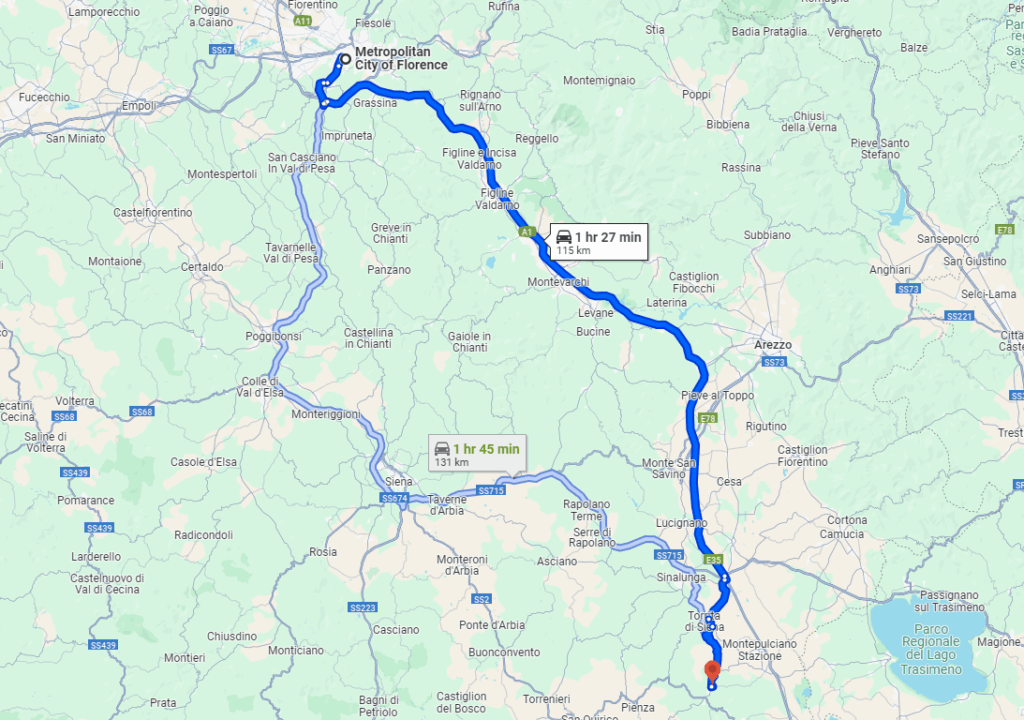 Florence to Montepulciano road