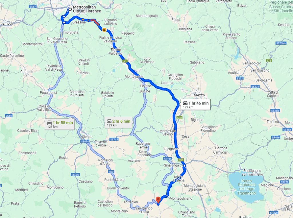 Florence to Pienza road