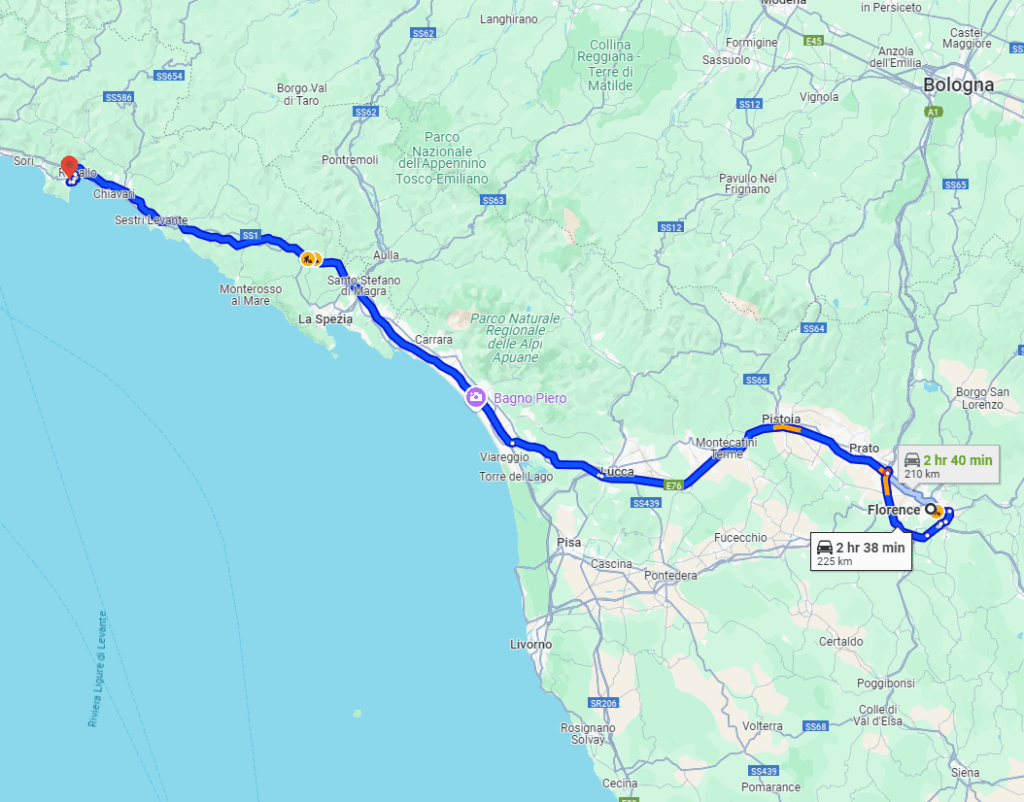 Florence to Santa Margherita Ligure road Florence to Santa Margherita Ligure road