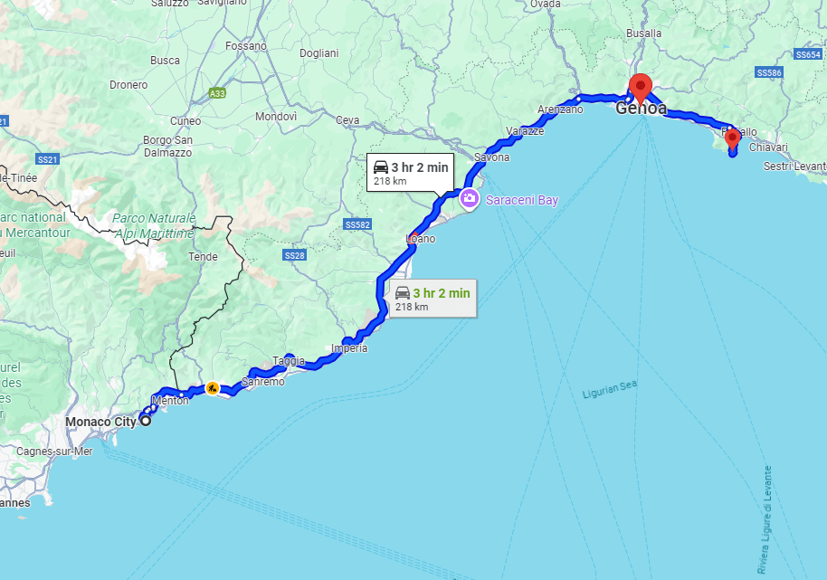 Monaco to Portofino road
