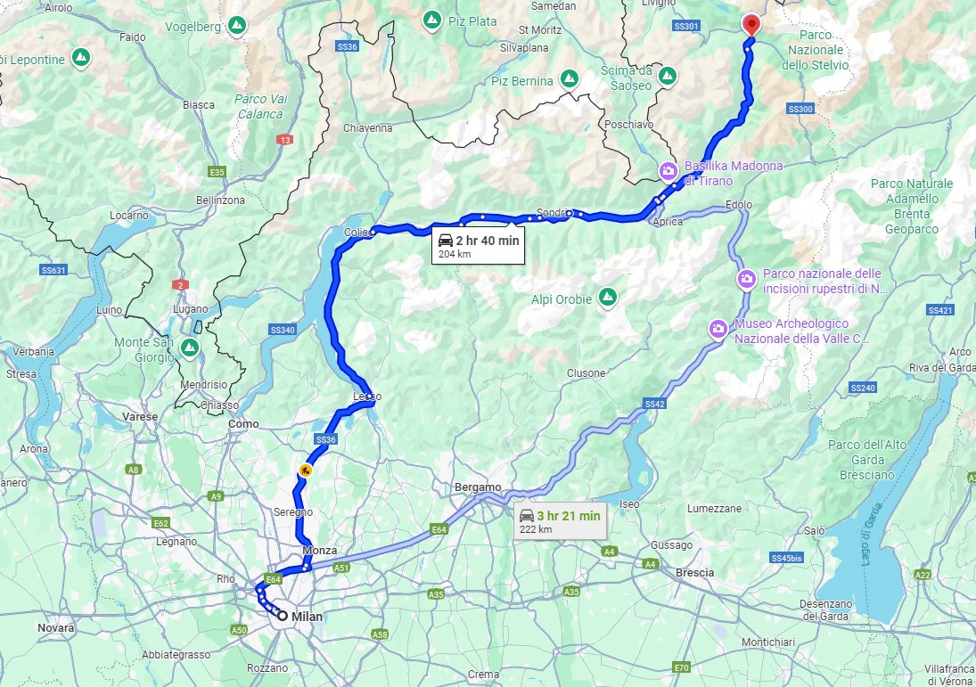 Milan to Bormio road
