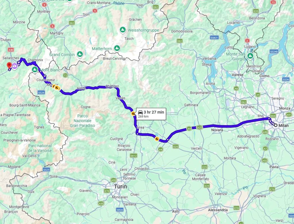 Milan to Megève road