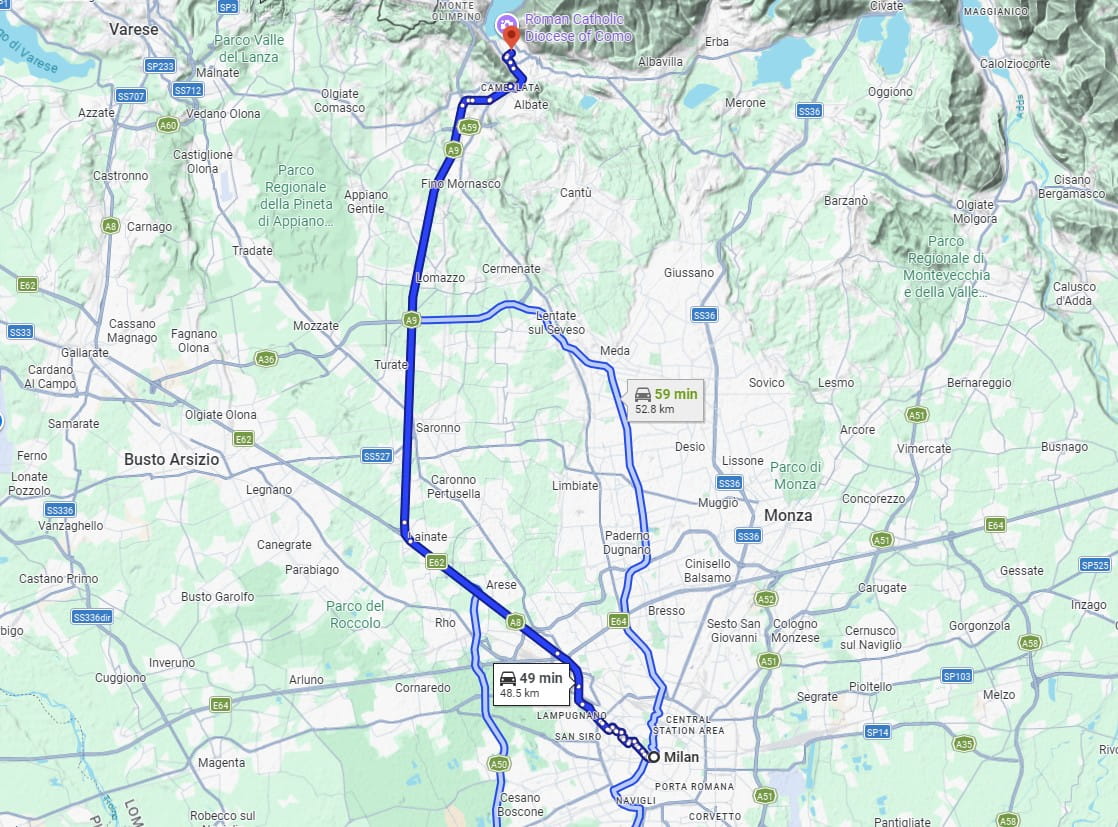 Milan to Como road