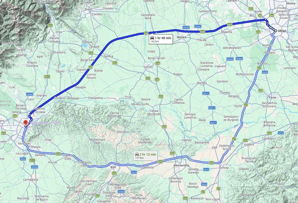 Milan to Turin road