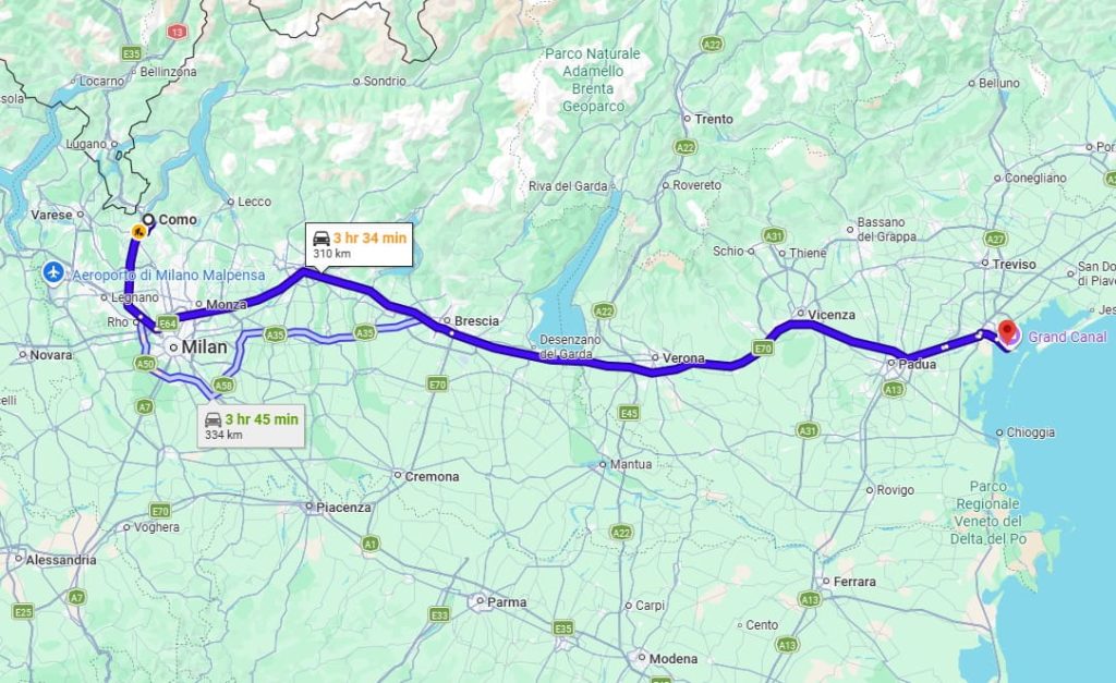 Como to Venice road