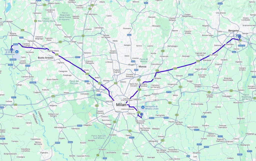 Milan Airports roads - Malpensa Linate Bergamo Milan Airports roads - Malpensa Linate Bergamo