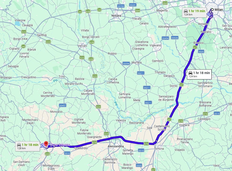 Milan to Asti road
