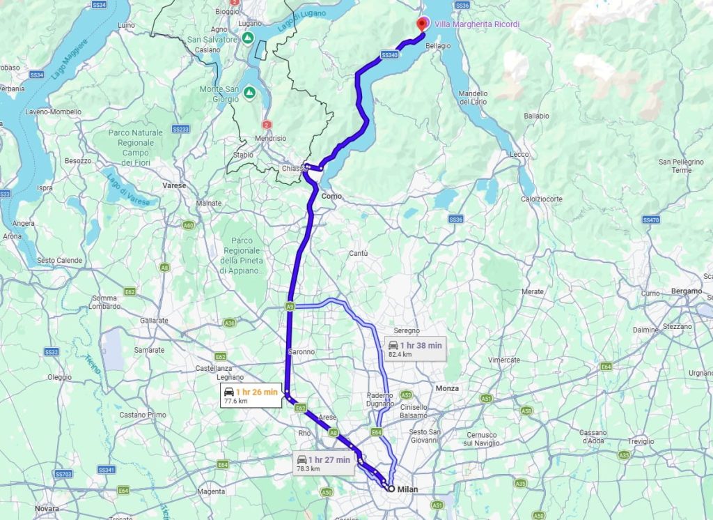 Milan to Cadenabbia road