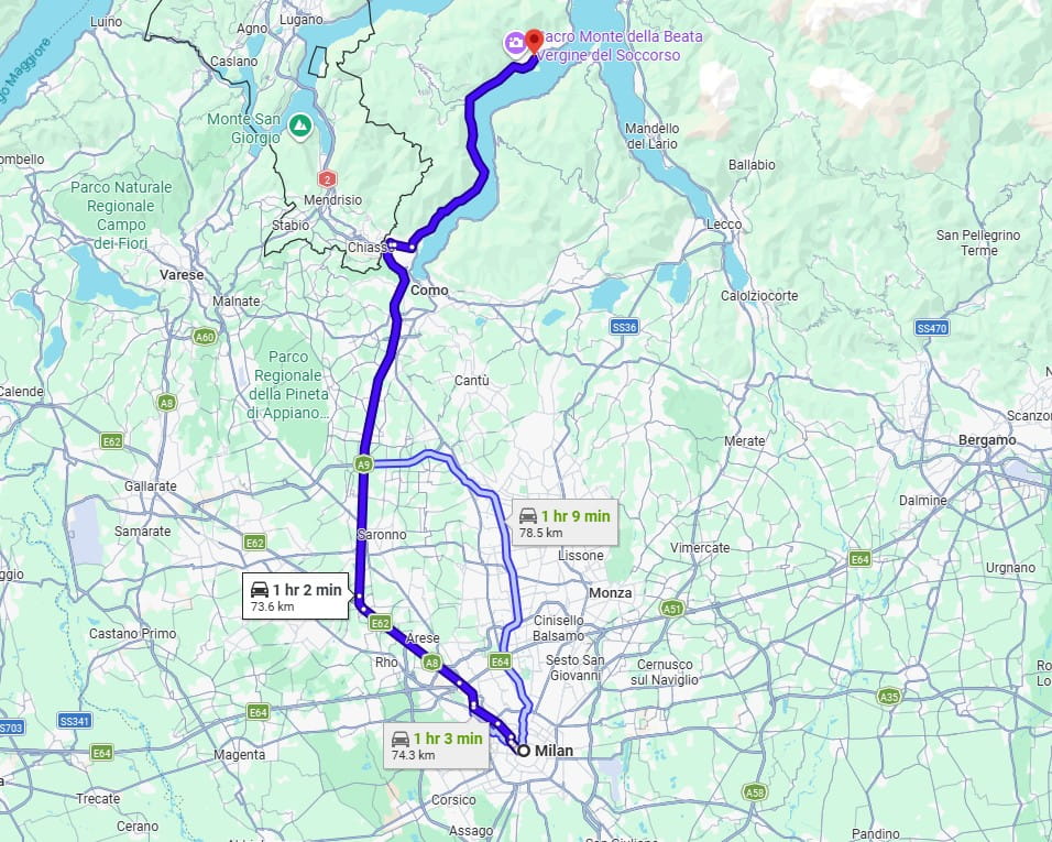 Milan to Lenno road
