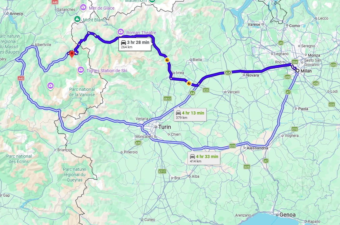 Milan to Les Arcs Road