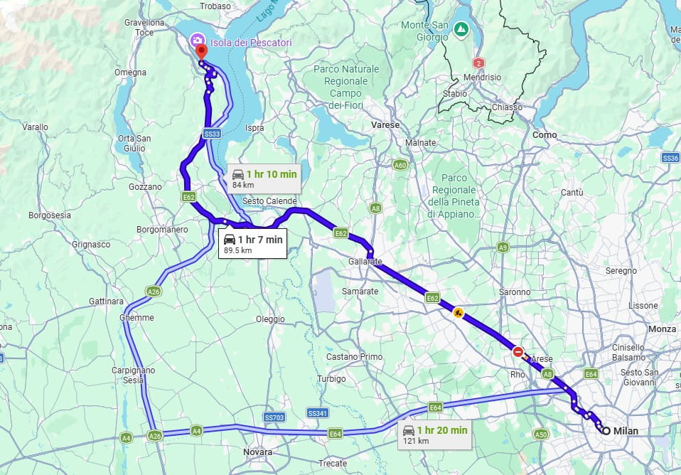 Milan to Stresa road Milan to Stresa road
