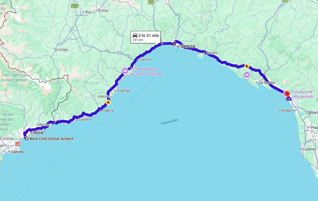 Nice to Forte dei Marmi road