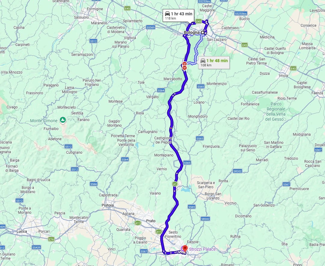 Bologna to Florence road Bologna to Florence road