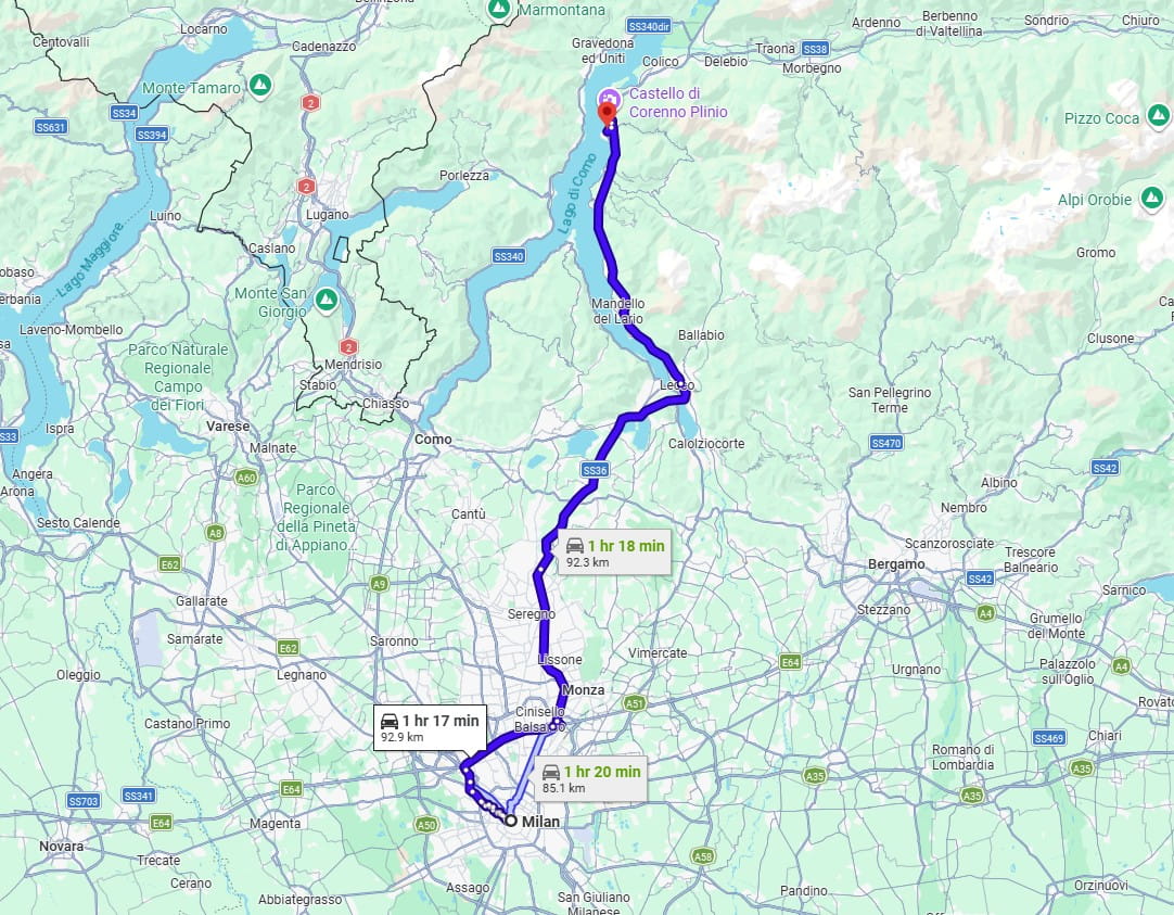 Milan to Dervio road